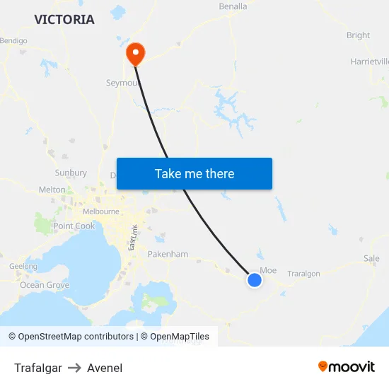 Trafalgar to Avenel map
