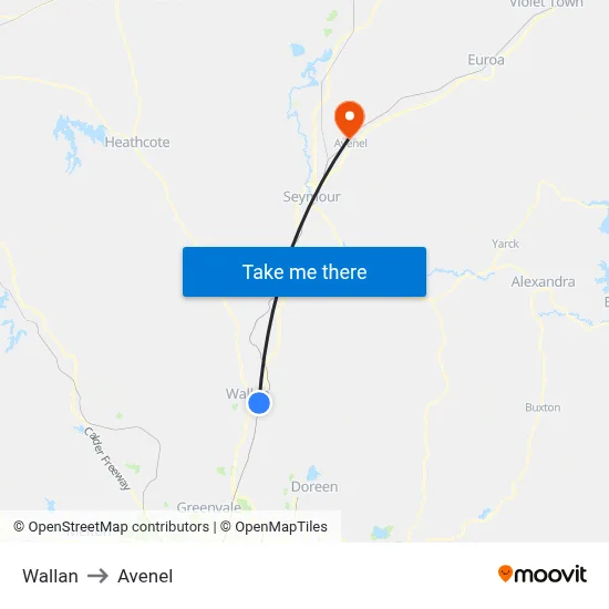 Wallan to Avenel map