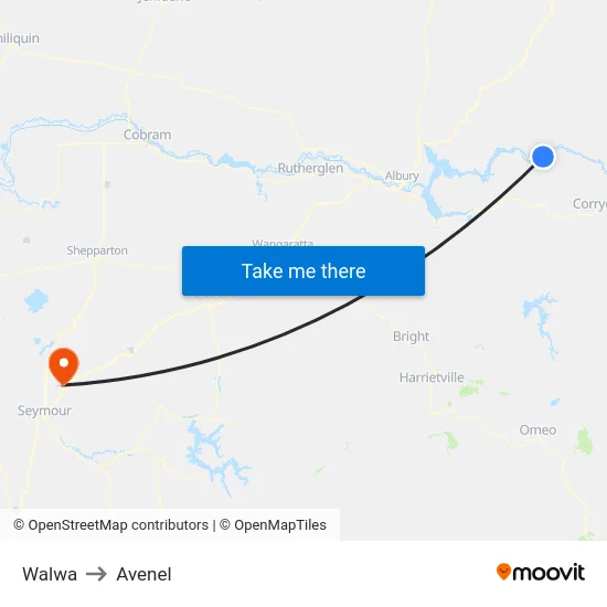 Walwa to Avenel map