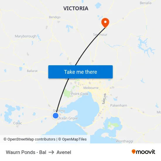 Waurn Ponds - Bal to Avenel map