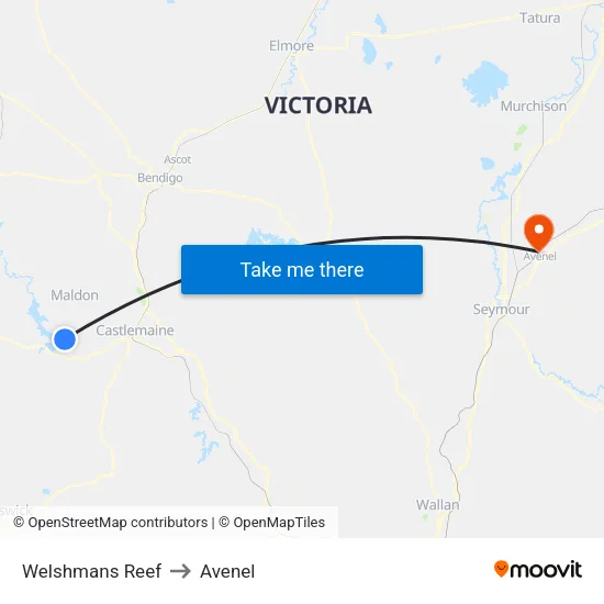 Welshmans Reef to Avenel map