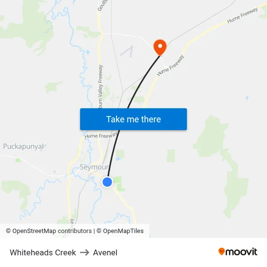 Whiteheads Creek to Avenel map