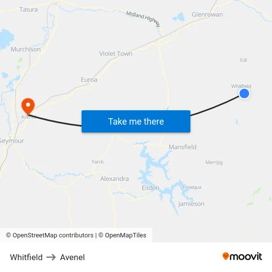 Whitfield to Avenel map