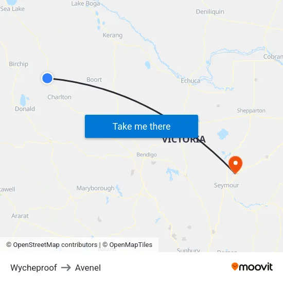 Wycheproof to Avenel map