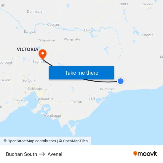 Buchan South to Avenel map