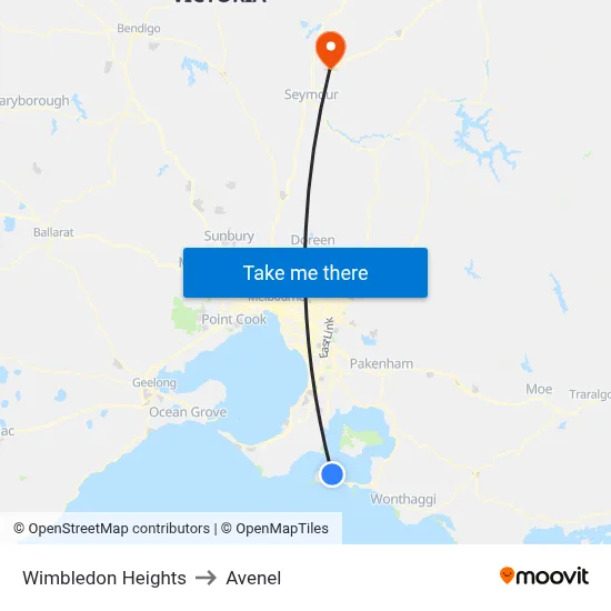 Wimbledon Heights to Avenel map