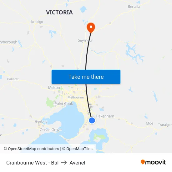 Cranbourne West - Bal to Avenel map