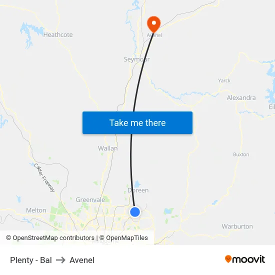 Plenty - Bal to Avenel map