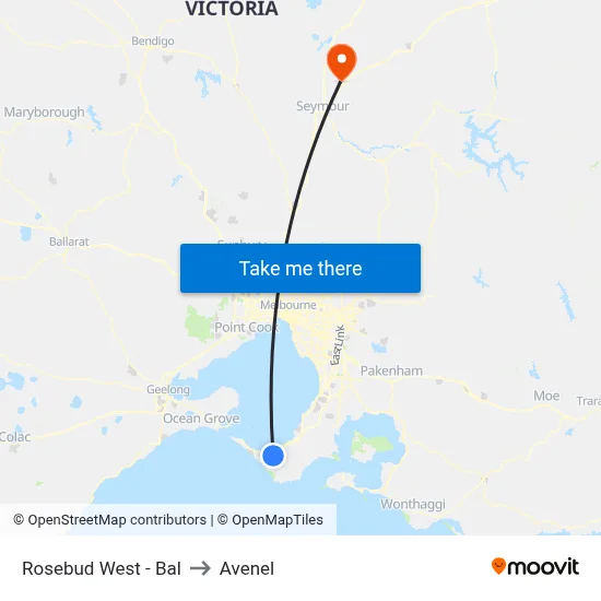 Rosebud West - Bal to Avenel map