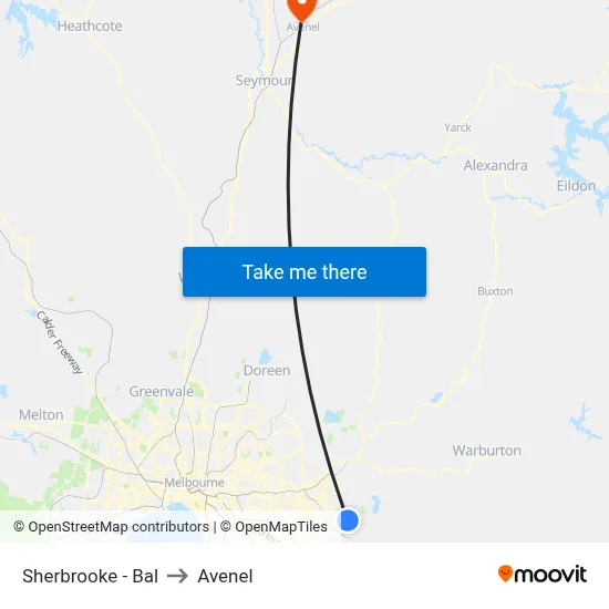Sherbrooke - Bal to Avenel map