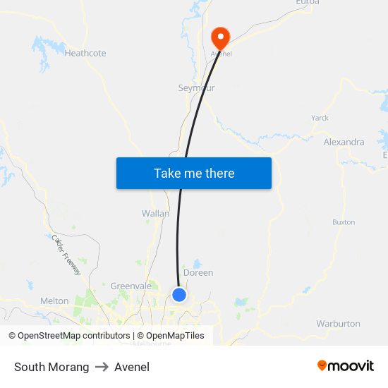 South Morang to Avenel map