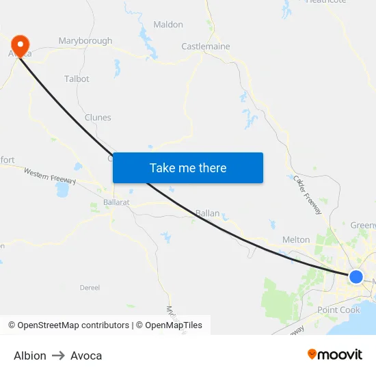 Albion to Avoca map