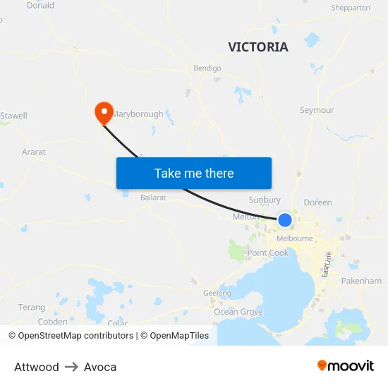 Attwood to Avoca map