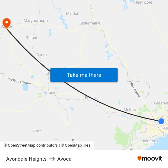 Avondale Heights to Avoca map