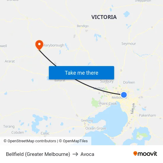Bellfield (Greater Melbourne) to Avoca map