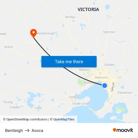 Bentleigh to Avoca map