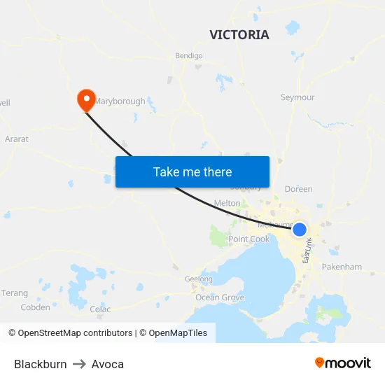 Blackburn to Avoca map