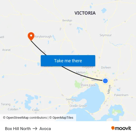 Box Hill North to Avoca map