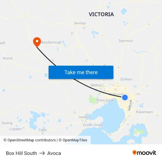 Box Hill South to Avoca map