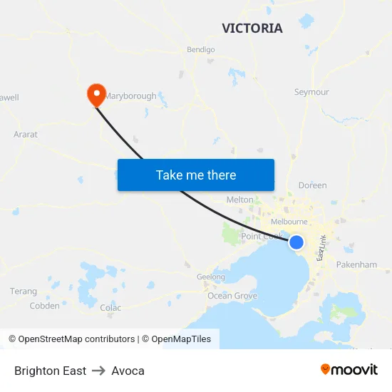 Brighton East to Avoca map