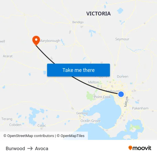 Burwood to Avoca map