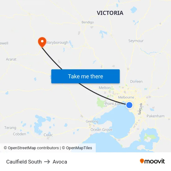Caulfield South to Avoca map
