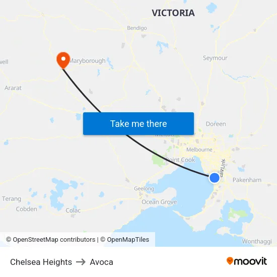 Chelsea Heights to Avoca map