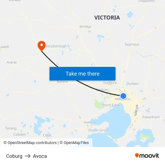 Coburg to Avoca map