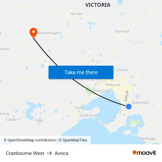 Cranbourne West to Avoca map