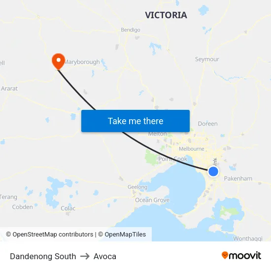 Dandenong South to Avoca map