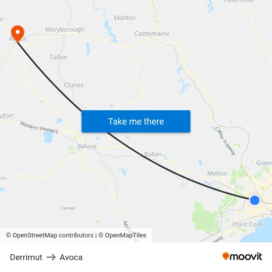 Derrimut to Avoca map