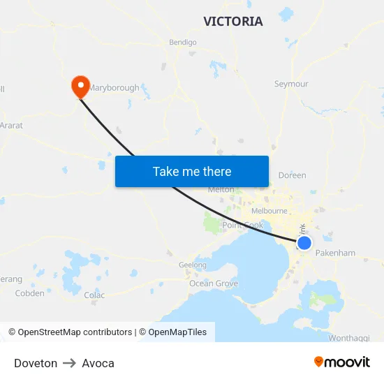 Doveton to Avoca map
