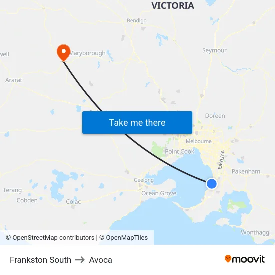 Frankston South to Avoca map