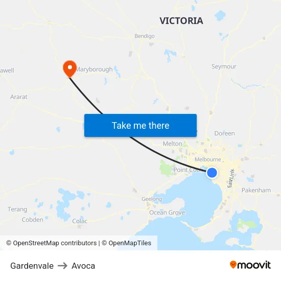 Gardenvale to Avoca map