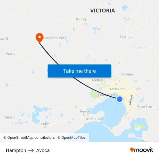 Hampton to Avoca map