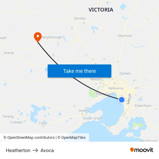 Heatherton to Avoca map