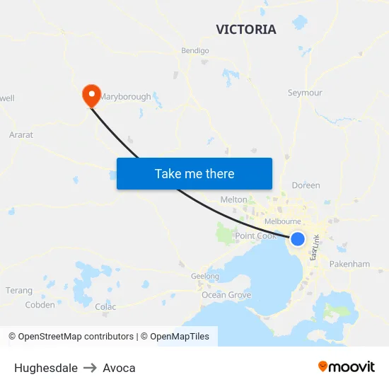 Hughesdale to Avoca map