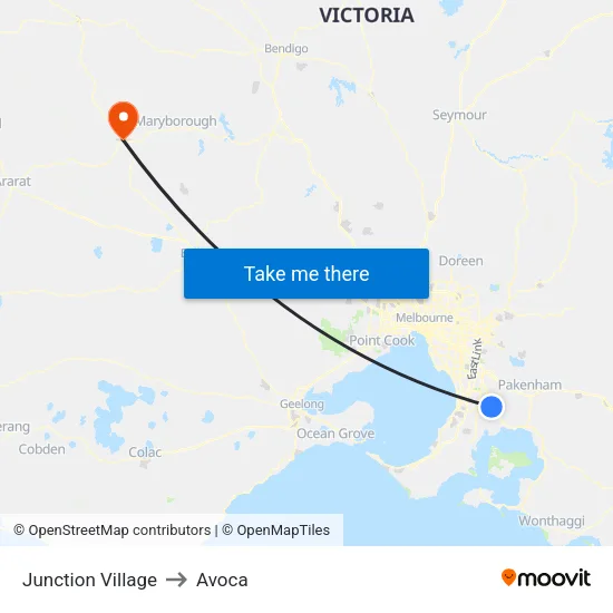 Junction Village to Avoca map