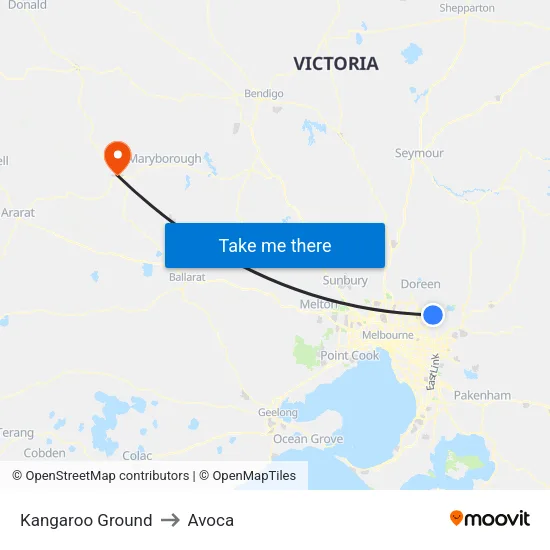 Kangaroo Ground to Avoca map