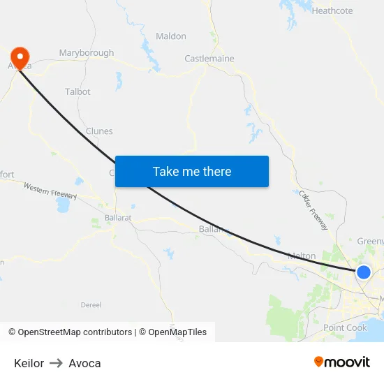 Keilor to Avoca map