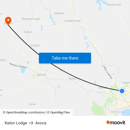 Keilor Lodge to Avoca map