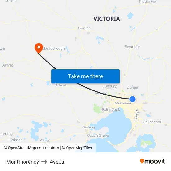 Montmorency to Avoca map