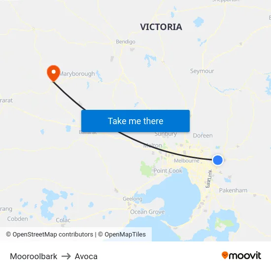 Mooroolbark to Avoca map
