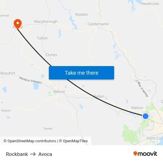 Rockbank to Avoca map