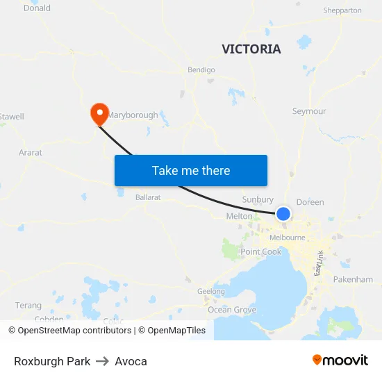 Roxburgh Park to Avoca map
