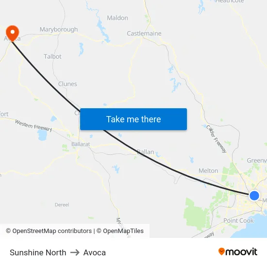 Sunshine North to Avoca map