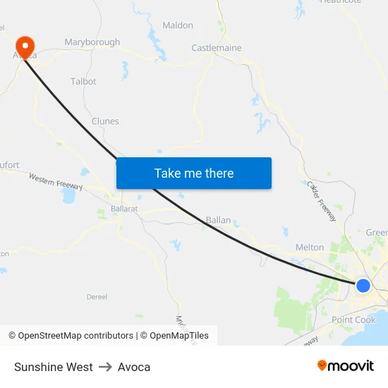Sunshine West to Avoca map