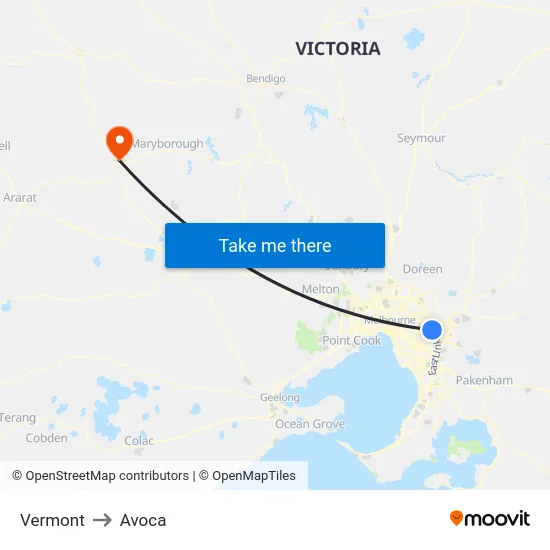 Vermont to Avoca map