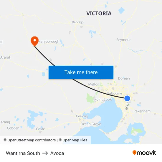 Wantirna South to Avoca map