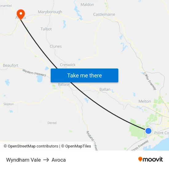 Wyndham Vale to Avoca map